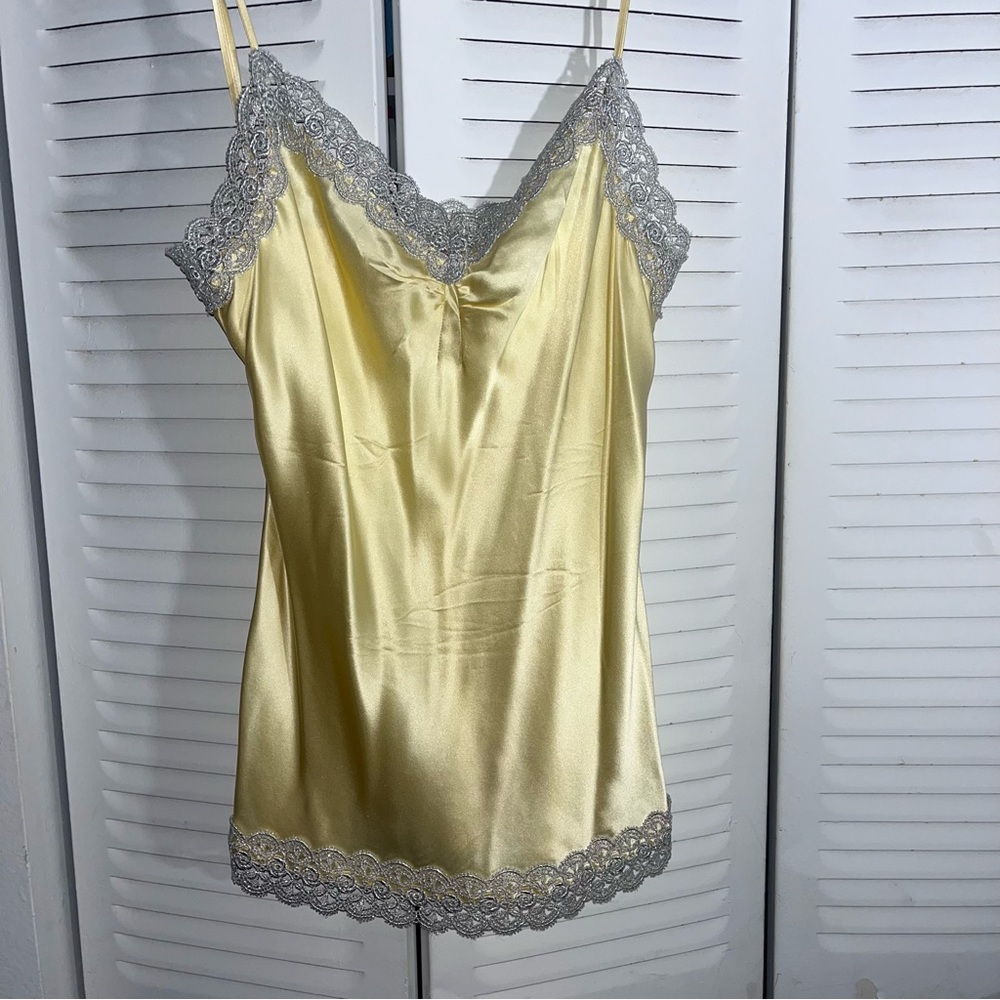 Yellow silk embroidered tanktop